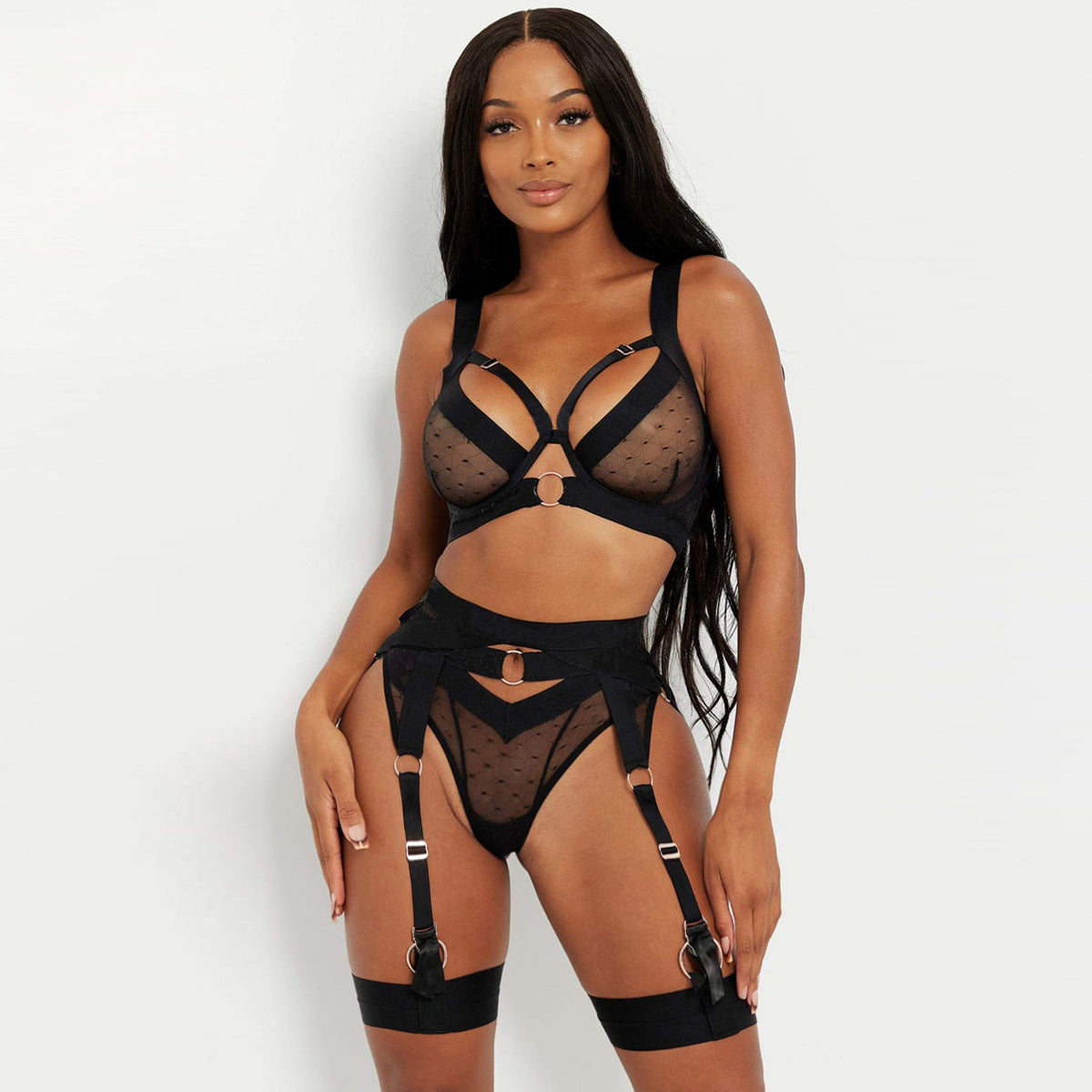 Ins Style Sexy Lace Stitching Mesh Sling Sexy Lingerie Suit Women's Clothing